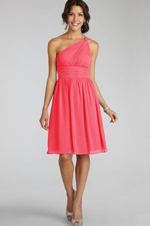 Ein Schulter trägerloser Ausschnitt Chiffon A-Line mini Brautjungfernkleid - Bild 7