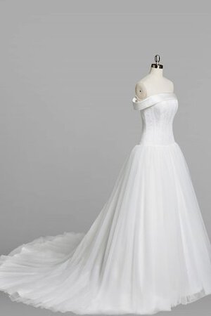 Robe de mariée de traîne moyenne manche nulle en chiffon avec décoration dentelle avec zip - Photo 2