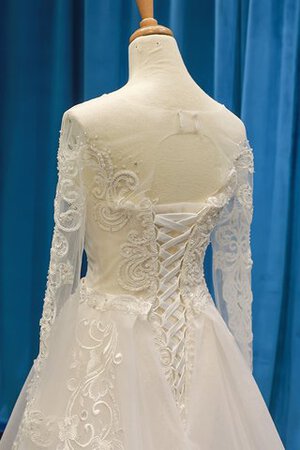 Robe de mariée avec manche longue encolure ronde élégant textile en tulle luxueux - Photo 5