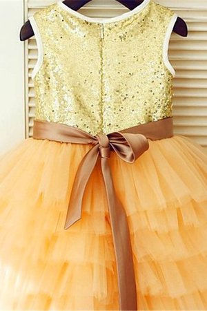 Robe de cortège enfant naturel a-ligne col u profond longueur mollet de princesse - Photo 2