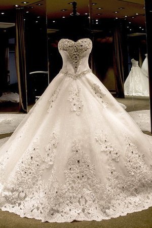 Abito da sposa in tulle lunghi a terra cinghia in rilievo con perline attraente - Foto 1