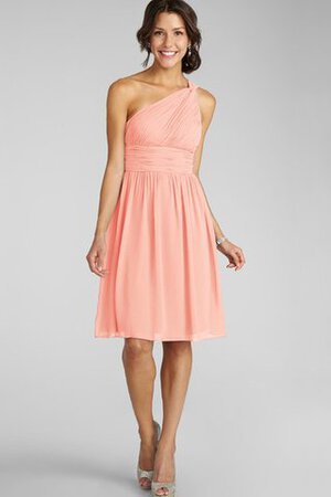 Ein Schulter trägerloser Ausschnitt Chiffon A-Line mini Brautjungfernkleid - Bild 11