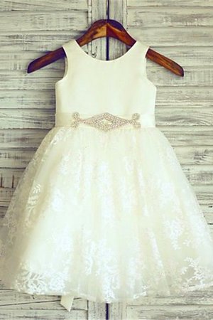 Reißverschluss Normale Taille Blumenmädchenkleid mit Bordüre mit Schleife - Bild 1