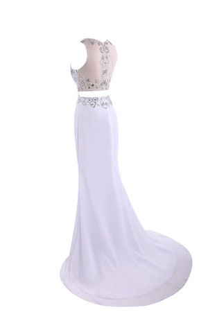 Robe de bal chic avec chiffon en chute avec cristal broderie - Photo 8