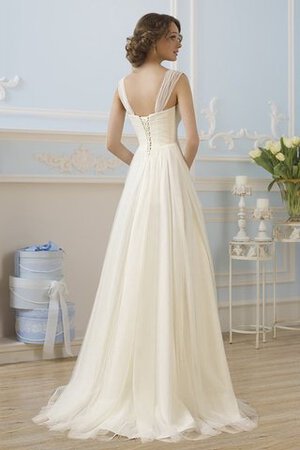 A-Line normale Taille Tüll bodenlanges Brautkleid mit Rücken Schnürung - Bild 2