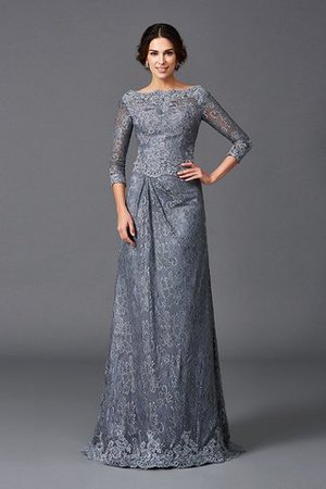 Robe mère de mariée naturel longue avec décoration dentelle ligne a en 3/4 manche - Photo 4