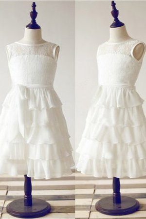 Robe de cortège enfant naturel jusqu'au sol avec chiffon a-ligne fermeutre eclair - Photo 1