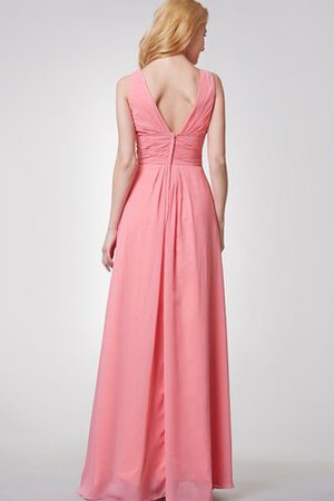 Robe demoiselle d'honneur avec fronce ruché manche nulle de lotus a-ligne - Photo 3