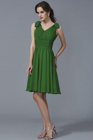 Abito da Damigella Largo Bretelle con Festone in Chiffon con Piega Al Ginocchio - Foto 12