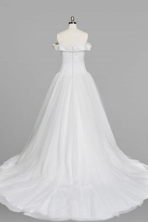 Robe de mariée de traîne moyenne manche nulle en chiffon avec décoration dentelle avec zip - Photo 3