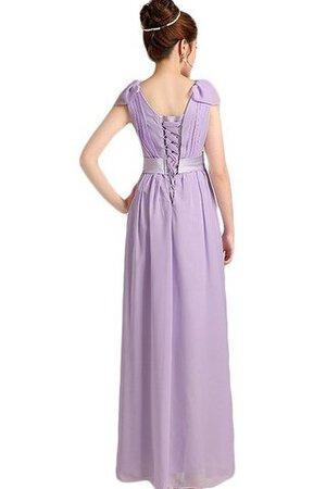 A-Line kurze Ärmeln plissiertes bodenlanges Brautjungfernkleid mit gekappten Ärmeln - Bild 3