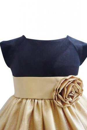 A-Line Empire Taille Blumenmädchenkleid mit gekappten Ärmeln mit Blume - Bild 3