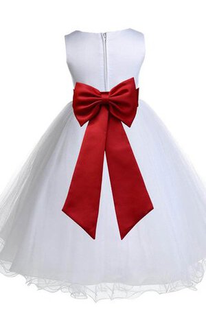 Ärmelloses A-Line knielanges Blumenmädchenkleid mit Empire Taille mit Blume - Bild 2