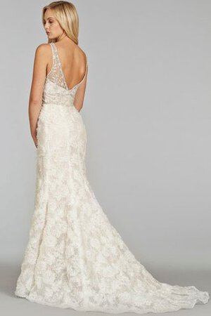 Robe de mariée naturel de sirène avec perle de traîne moyenne manche nulle - Photo 4