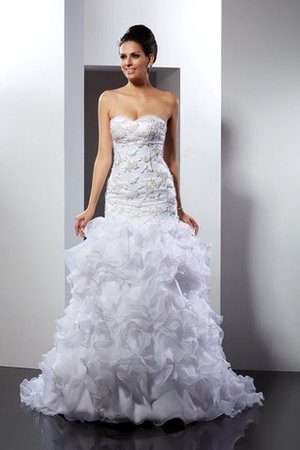 Robe de mariée longue classique de col en cœur avec perle avec sans manches - Photo 1