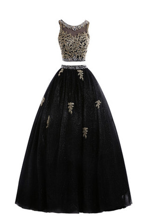 Halle Ärmelloses formelles exklusive Ballkleid mit Bordüre mit natürlicher Taille - Bild 1