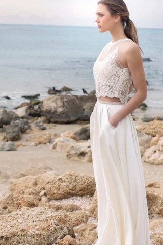 Ärmelloses Strand Nackenband bodenlanges informelles Brautkleid aus Satin - Bild 2