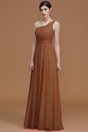 Ärmelloses Chiffon A Linie Gerüschtes Ein Schulterfreies Brautjungfernkleid - Bild 10