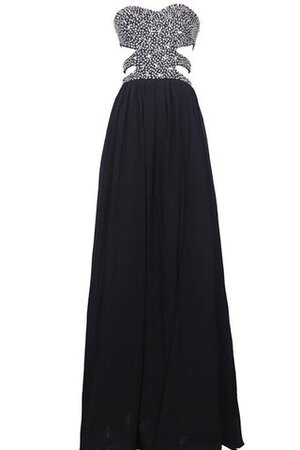 Plissiertes Perlenbesetztes Ärmelloses Chiffon normale Taille bodenlanges Abschlusskleid - Bild 1