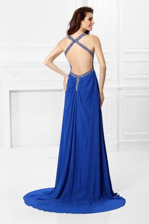 Chiffon V-Ausschnitt Glamouröses Anständiges Ballkleid mit Perlen - Bild 2