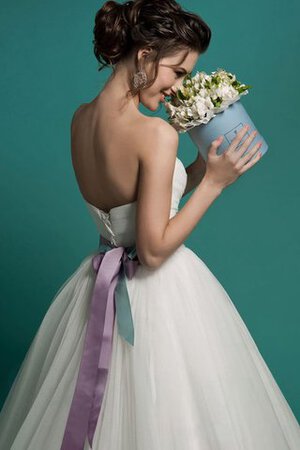Abito da Sposa A-Line Cuore Lungo in Organza con Increspato A Terra - Foto 4