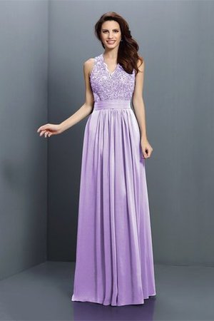 Reißverschluss Ärmellos Prinzessin Chiffon V-Ausschnitt Brautjungfernkleid - Bild 18