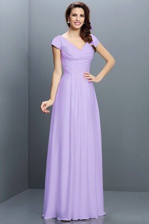 Robe demoiselle d'honneur plissé avec zip en chiffon de princesse a-ligne - Photo 19