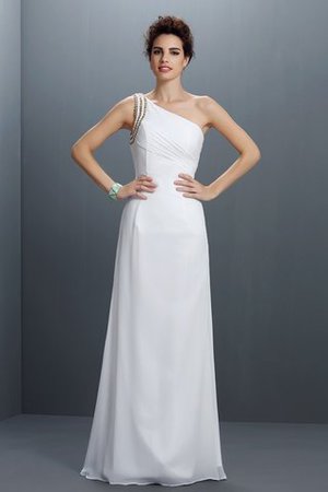 Robe de bal naturel longue avec chiffon jusqu'au sol d'épaule asymétrique - Photo 1