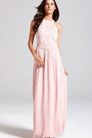 Reißverschluss Chiffon Hoher Kragen a linie bodenlanges Brautjungfernkleid mit Bordüre - Bild 3