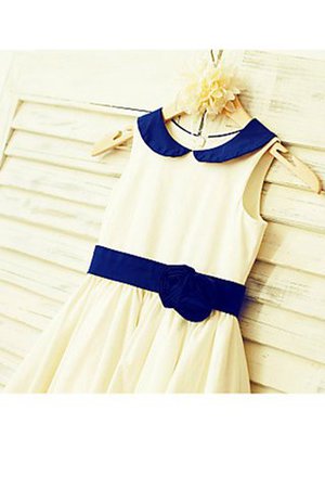 Reißverschluss Satin Prinzessin Natürliche Taile Blumenmädchenkleid mit Blume - Bild 3