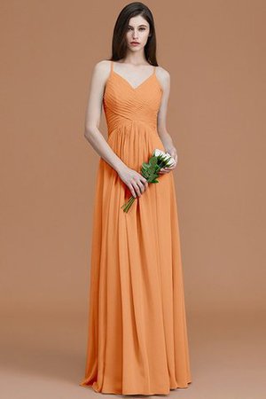 Spaghetti Träger Normale Taille Gerüschtes Ärmellos Bodenlanges Brautjungfernkleid - Bild 26