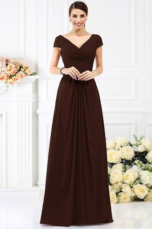 Robe demoiselle d'honneur plissage longue avec fronce a-ligne avec chiffon - Photo 7