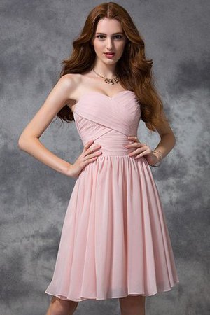 Chiffon Reißverschluss Normale Taille Knielanges Brautjungfernkleid mit Herz-Ausschnitt - Bild 22
