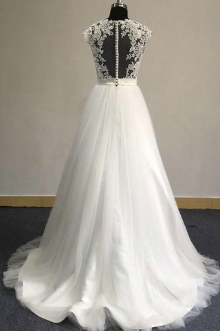Abito da Sposa a Spiaggia in pizzo con Nastro Cappellino Semplice con Manica Corte - Foto 2