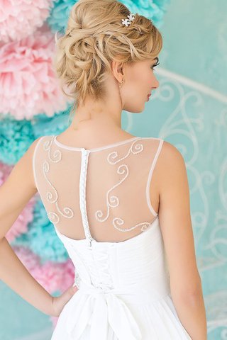 Natürliche Taile Perlenbesetztes informelles einfaches bodenlanges Brautkleid mit Drapierung - Bild 2