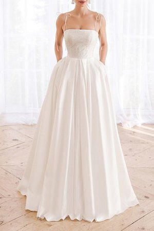 Robe de mariée manche nulle de traîne courte en satin charmant poches - Photo 1