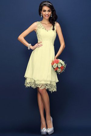 Robe demoiselle d'honneur bref manche nulle ligne a de col en v en satin - Photo 8