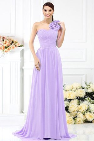 Robe demoiselle d'honneur plissage avec fleurs avec chiffon ligne a au drapée - Photo 17