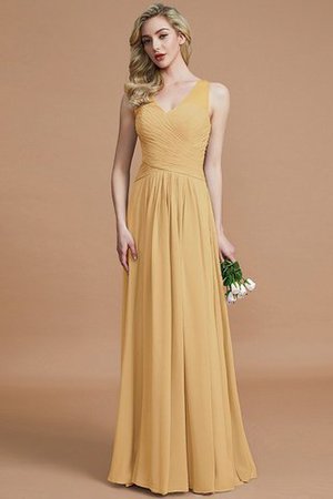 Prinzessin Normale Taille Bodenlanges Brautjungfernkleid aus Chiffon mit V-Ausschnitt - Bild 17