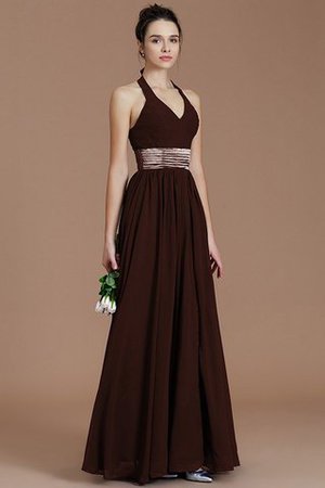Normale Taille A-Line Ärmelloses Bodenlanges Brautjungfernkleid aus Chiffon - Bild 12