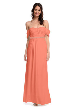 Robe demoiselle d'honneur en satin avec zip frappant en chiffon grandiose - Photo 1