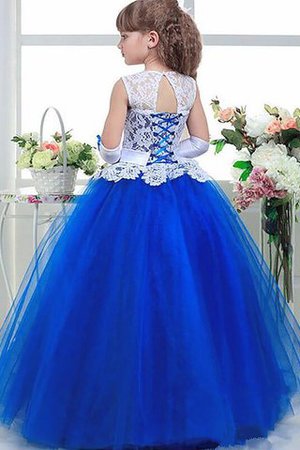 Ärmelloses Duchesse-Linie Juwel Ausschnitt Bodenlanges Blumenmädchenkleid aus Tüll - Bild 2