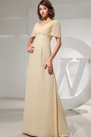 Abito da Sera A Terra senza strap con Increspato in Chiffon con Perline - Foto 5