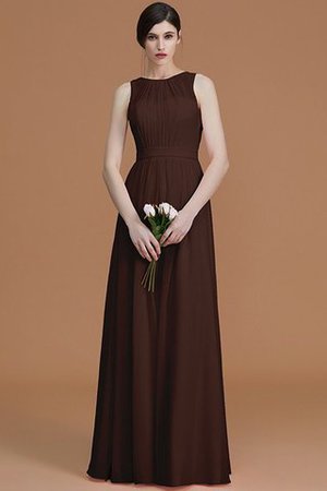 Gerüschtes Natürliche Taile Reißverschluss Bodenlanges Brautjungfernkleid aus Chiffon - Bild 14