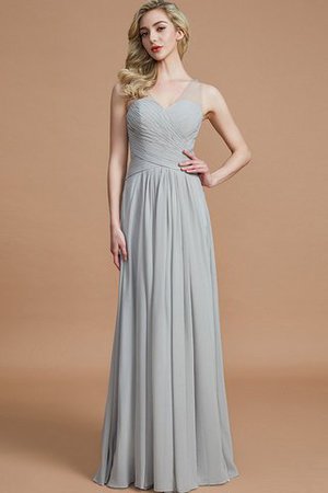 Prinzessin Normale Taille Bodenlanges Brautjungfernkleid aus Chiffon mit V-Ausschnitt - Bild 3