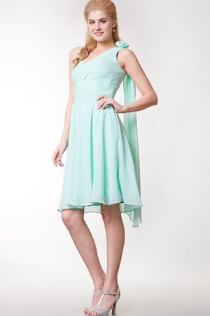 Robe demoiselle d'honneur facile nature avec fleurs en chiffon d'épaule asymétrique - Photo 3
