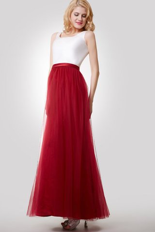 Tüll Ärmelloses Satin einfaches Brautjungfernkleid mit Schleife mit Gürtel - Bild 2