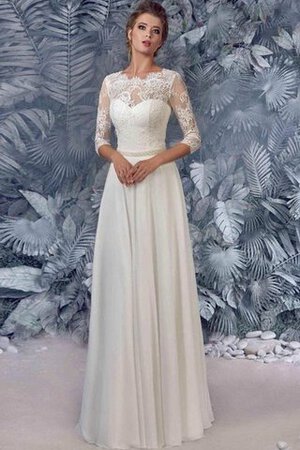 Abito da Sposa A-Line con Bottone in Chiffon Seghettato Scollo in pizzo in Pizzo - Foto 1
