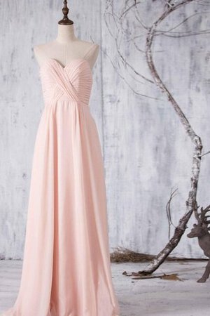 Robe demoiselle d'honneur naturel en chiffon entrecroisé avec zip de col en cœur - Photo 1