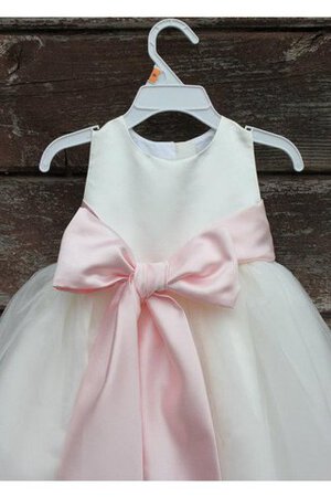 Ärmellos A-Line plissiertes knöchellanges Blumenmädchenkleid aus Tüll mit Rüschen - Bild 1